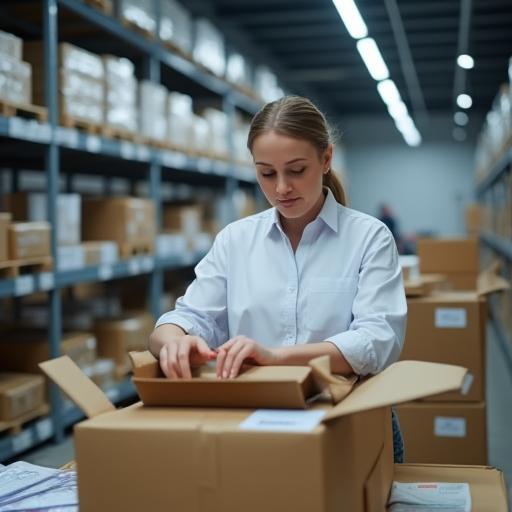 Warehouse staff packing online orders