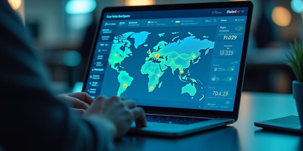 Live tracking dashboard on laptop with delivery vans map overlay